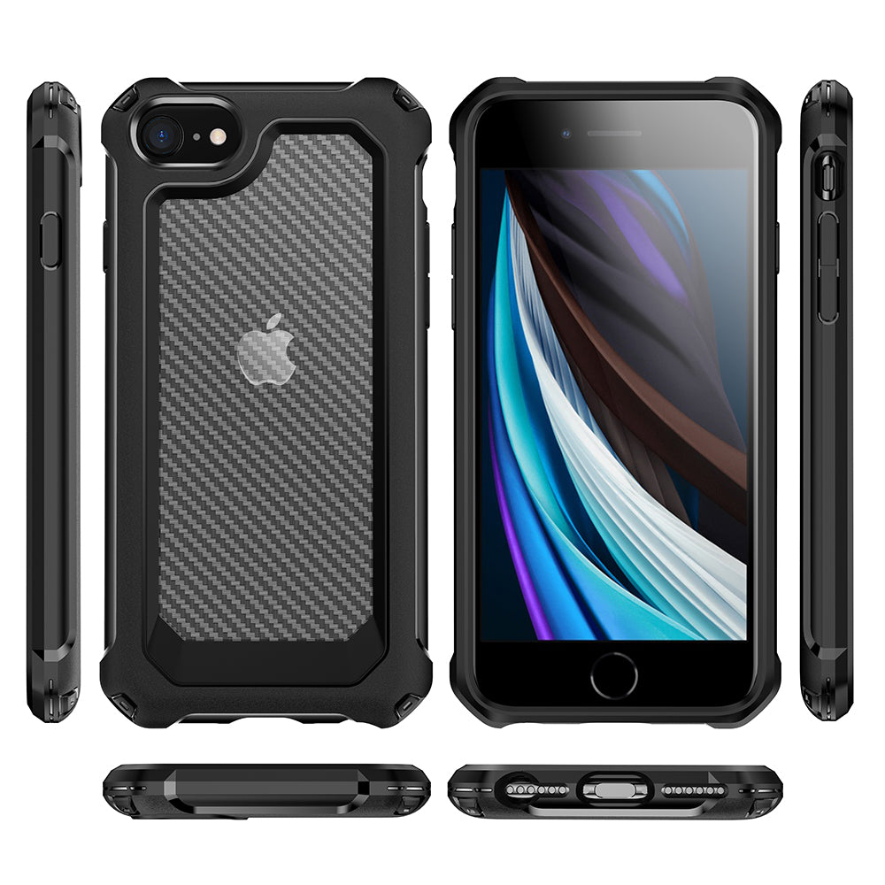 Carbon Fiber Texture PC + TPU Hybrid Phone Case for iPhone 7/8/SE (2020)/SE (2022)