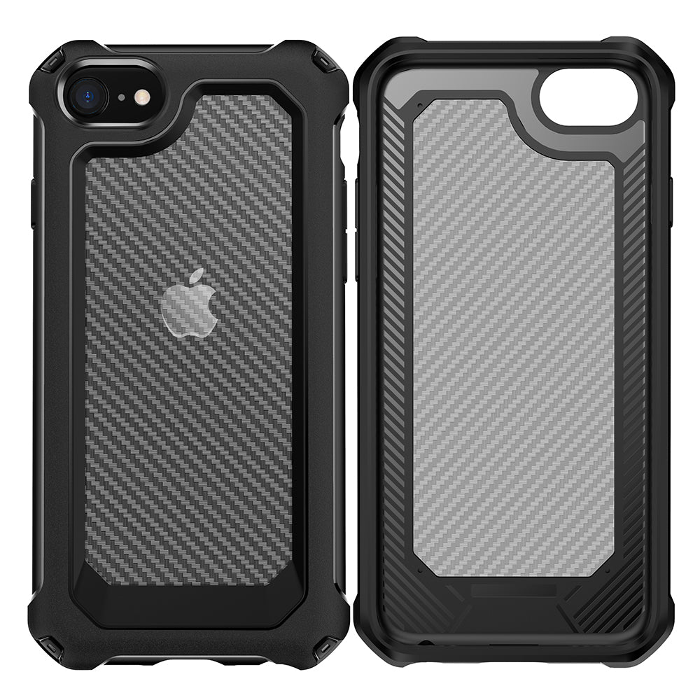 Carbon Fiber Texture PC + TPU Hybrid Phone Case for iPhone 7/8/SE (2020)/SE (2022)