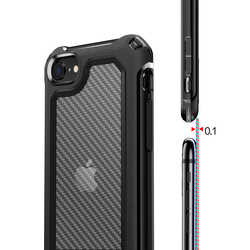 Carbon Fiber Texture PC + TPU Hybrid Phone Case for iPhone 7/8/SE (2020)/SE (2022)