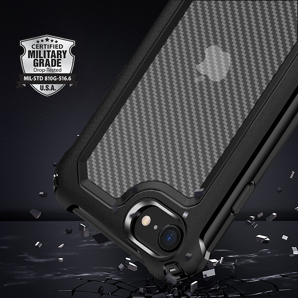 Carbon Fiber Texture PC + TPU Hybrid Phone Case for iPhone 7/8/SE (2020)/SE (2022)