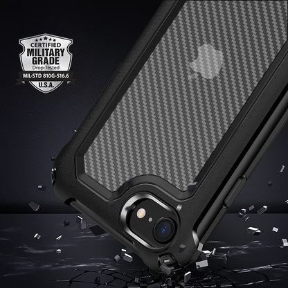 Carbon Fiber Texture PC + TPU Hybrid Phone Case for iPhone 7/8/SE (2020)/SE (2022)
