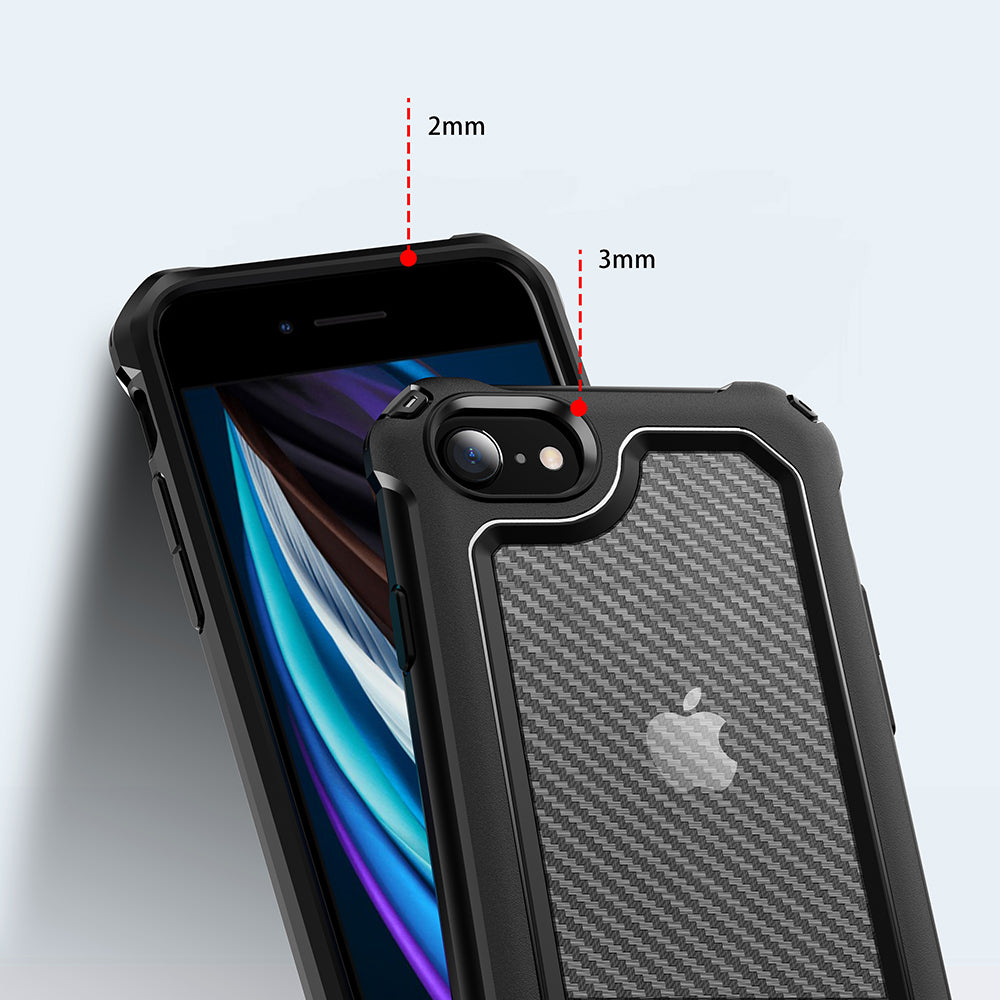 Carbon Fiber Texture PC + TPU Hybrid Phone Case for iPhone 7/8/SE (2020)/SE (2022)