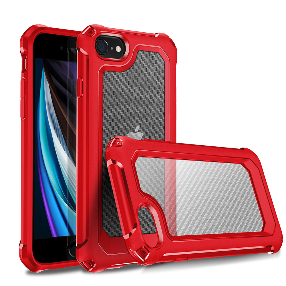Carbon Fiber Texture PC + TPU Hybrid Phone Case for iPhone 7/8/SE (2020)/SE (2022)