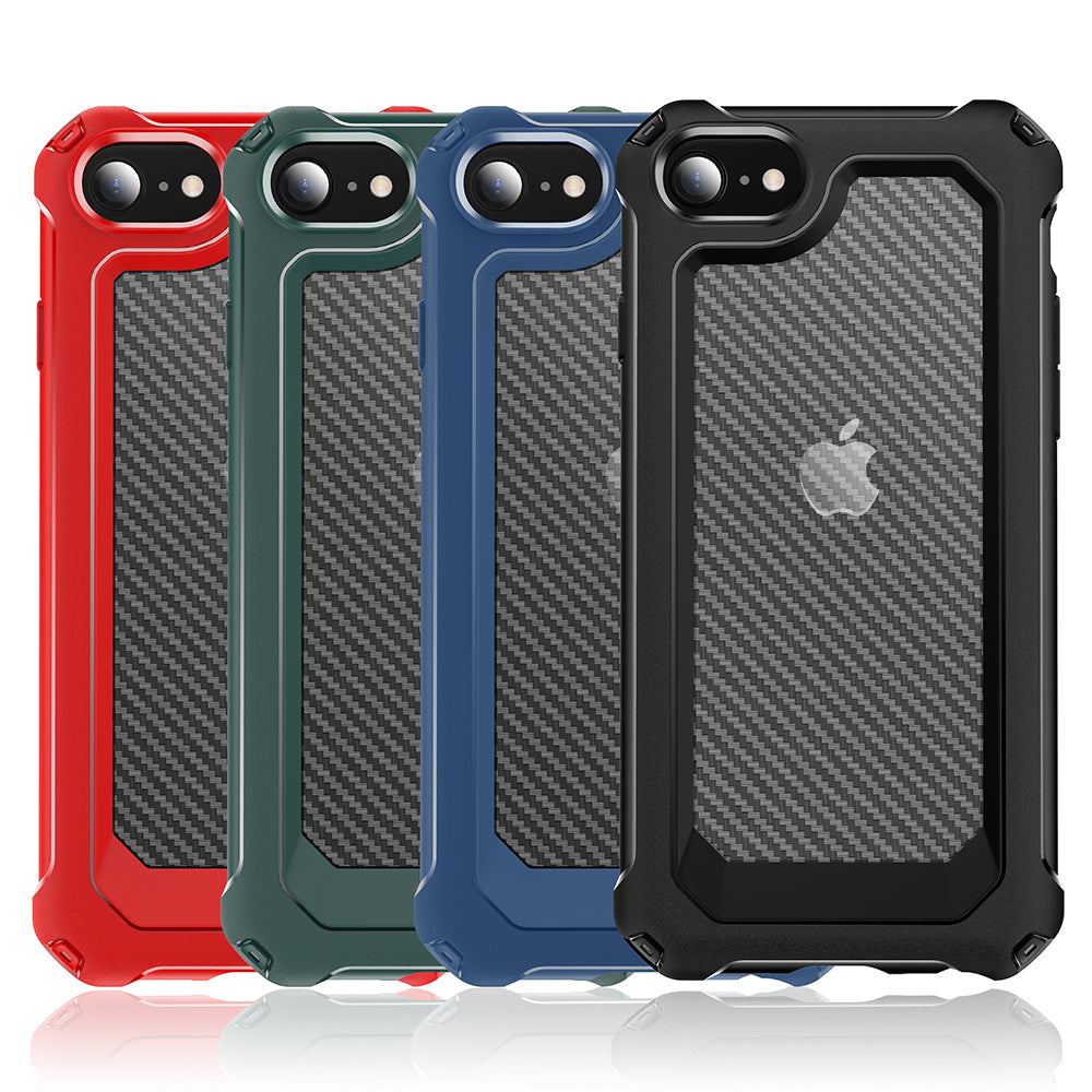 Carbon Fiber Texture PC + TPU Hybrid Phone Case for iPhone 7/8/SE (2020)/SE (2022)