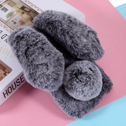 Rabbit Shape Fluffy Fur Coated TPU Protection Case for iPhone 12 Pro/12
