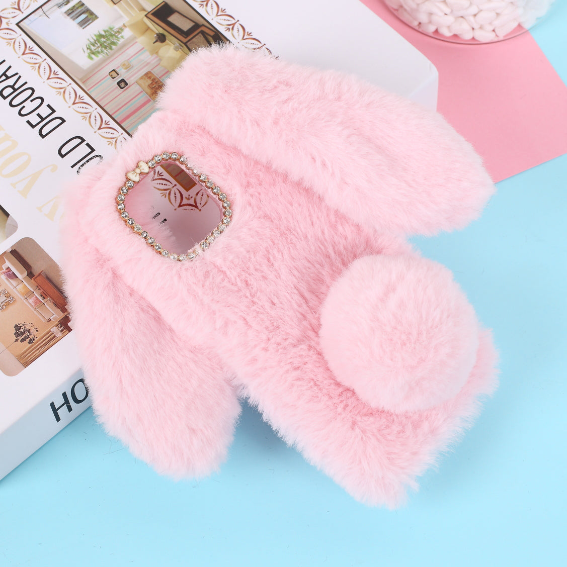 Rabbit Shape Fluffy Fur Coated TPU Protection Case for iPhone 12 Pro/12