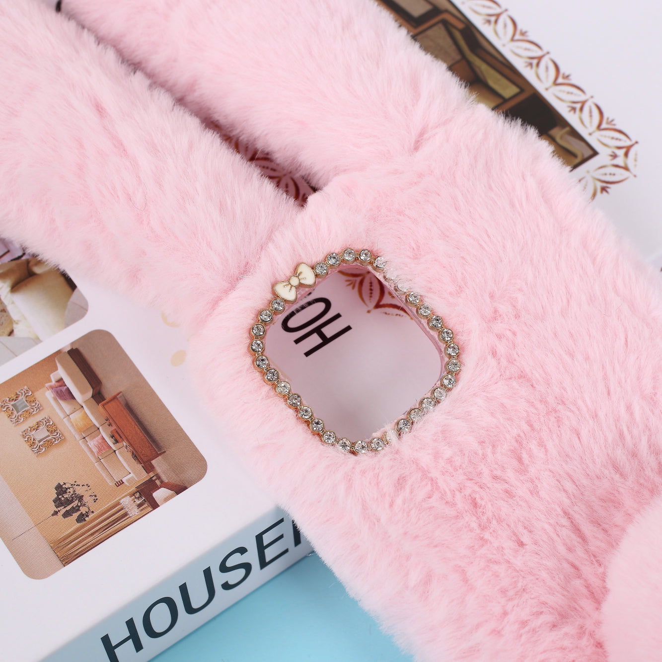 Rabbit Shape Fluffy Fur Coated TPU Protection Case for iPhone 12 Pro/12