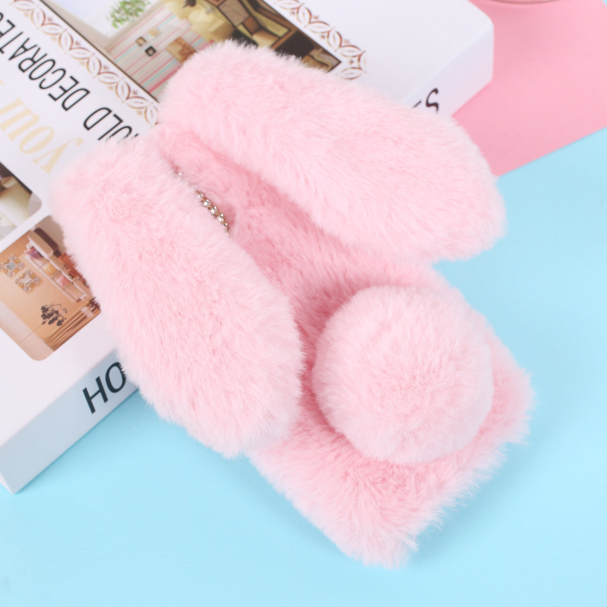 Rabbit Shape Fluffy Fur Coated TPU Protection Case for iPhone 12 Pro/12