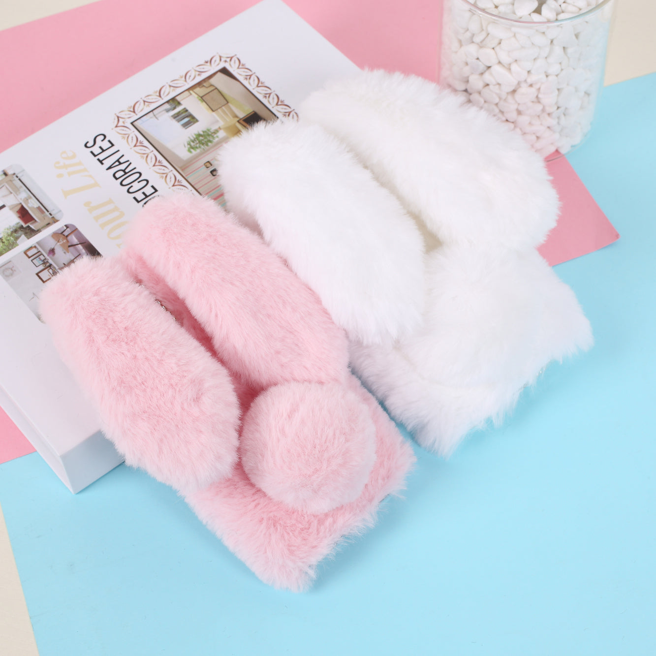 Rabbit Shape Fluffy Fur Coated TPU Protection Case for iPhone 12 Pro/12