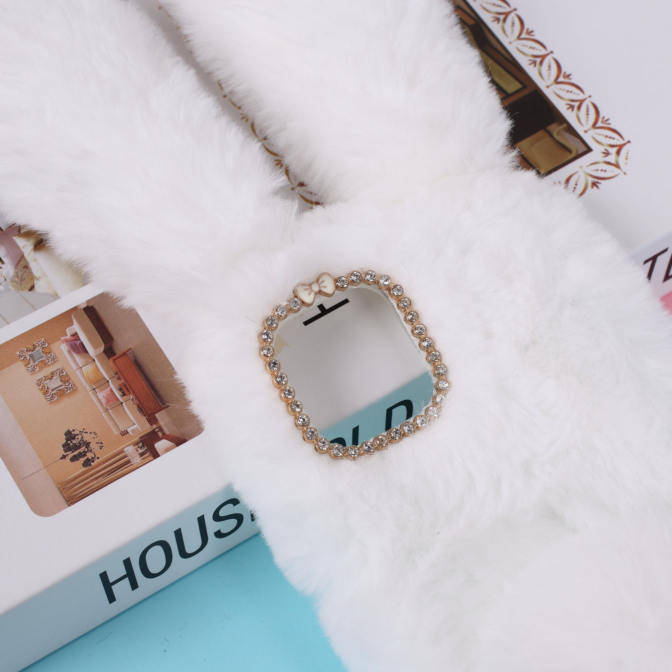 Rabbit Shape Fluffy Fur Coated TPU Cover Shell for iPhone 12 Pro 6.1 inch