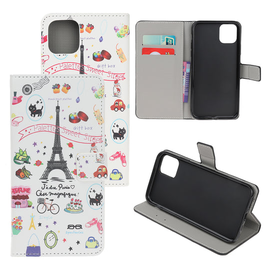 Pattern Printing PU Leather Wallet Stand Phone Shell for iPhone 12