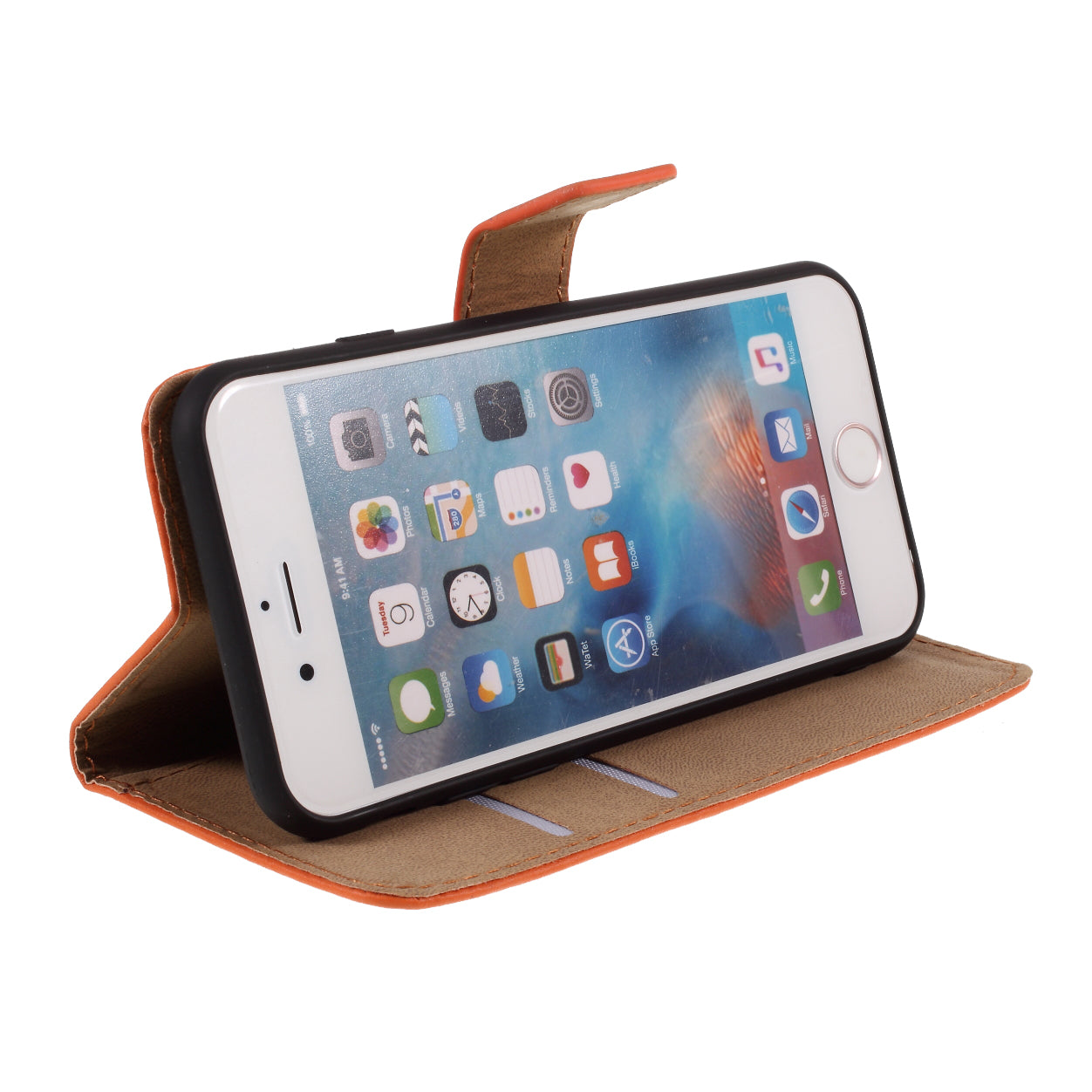 Drop-Resistant Split Leather with Stand Wallet Shell for iPhone 6/6s 4.7-inch Phone Accessory