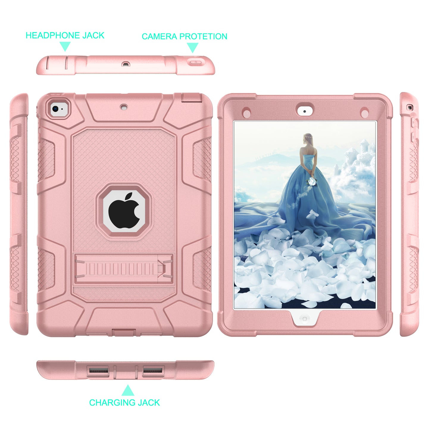 Shockproof Anti-dust Detachable 2-in-1 Protective TPU + PC Kickstand Tablet Cover for for iPad 9.7-inch (2017) (2018)