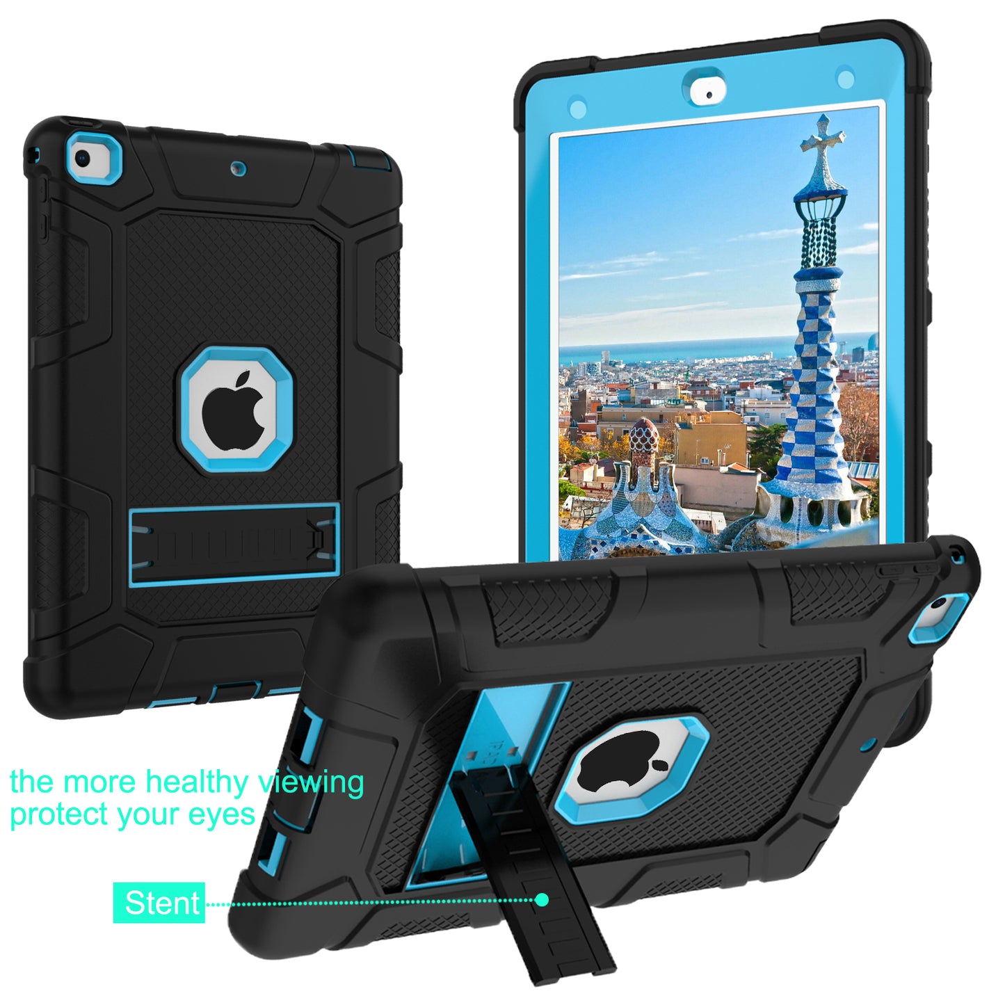 Shockproof Anti-dust Detachable 2-in-1 Protective TPU + PC Kickstand Tablet Cover for for iPad 9.7-inch (2017) (2018)