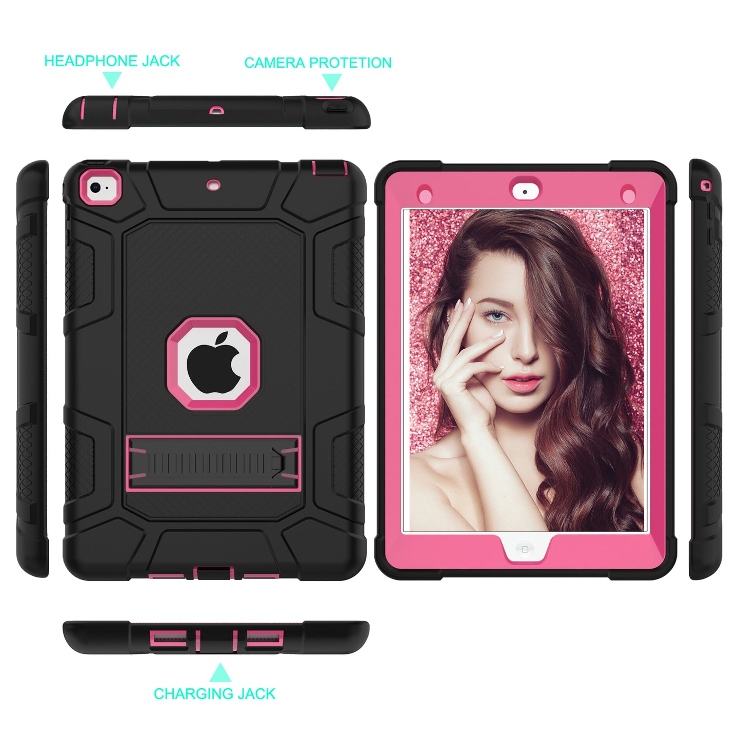 Shockproof Anti-dust Detachable 2-in-1 Protective TPU + PC Kickstand Tablet Cover for for iPad 9.7-inch (2017) (2018)