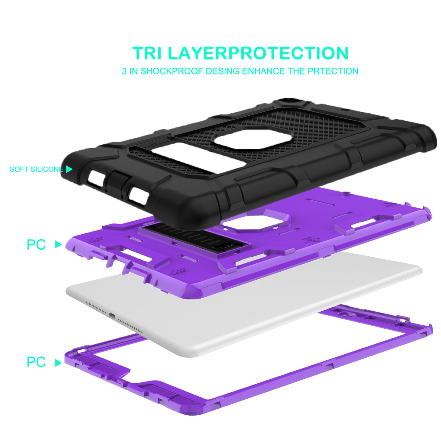 Shockproof Anti-dust Detachable 2-in-1 Protective TPU + PC Kickstand Tablet Cover for for iPad 9.7-inch (2017) (2018)