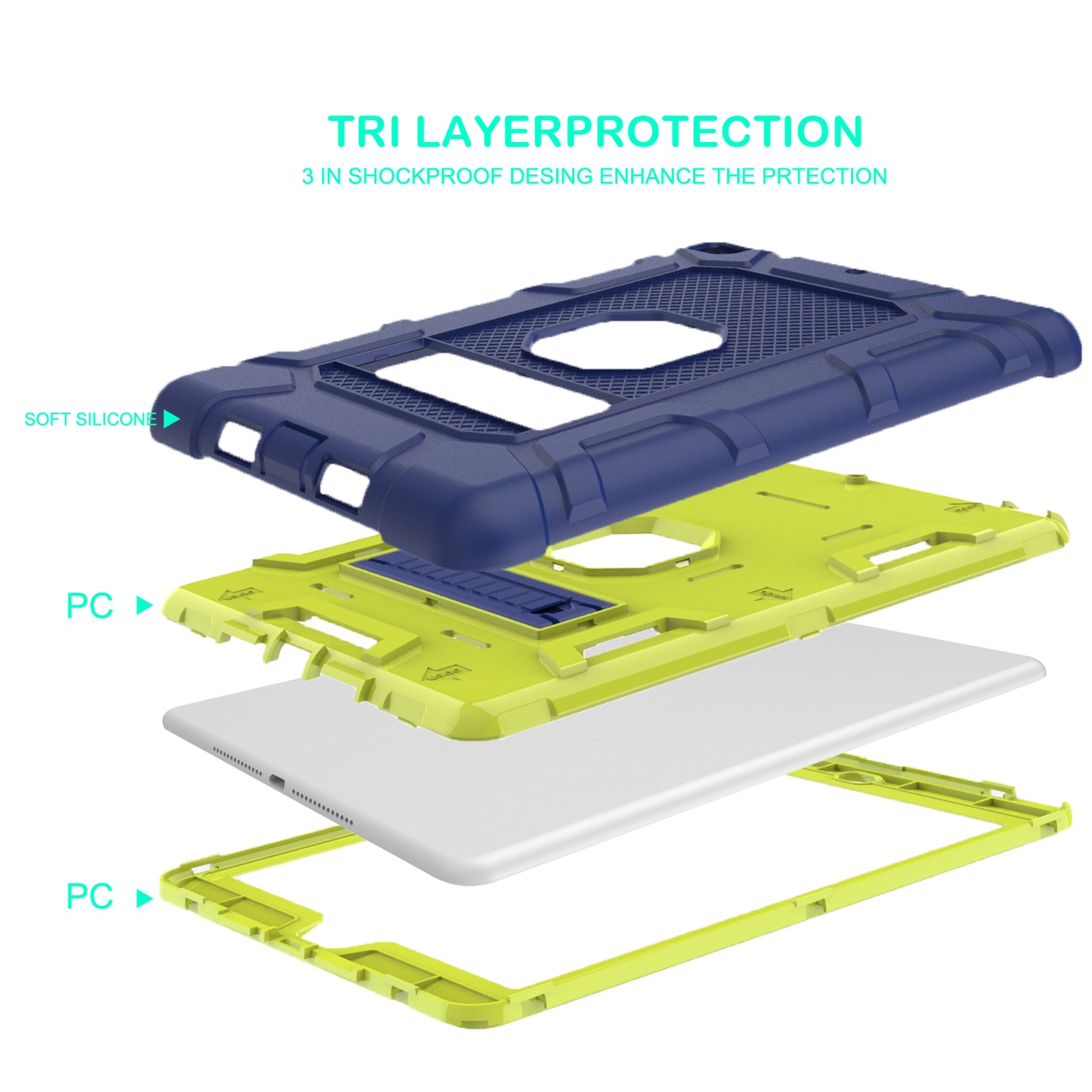 Shockproof Anti-dust Detachable 2-in-1 Protective TPU + PC Kickstand Tablet Cover for for iPad 9.7-inch (2017) (2018)