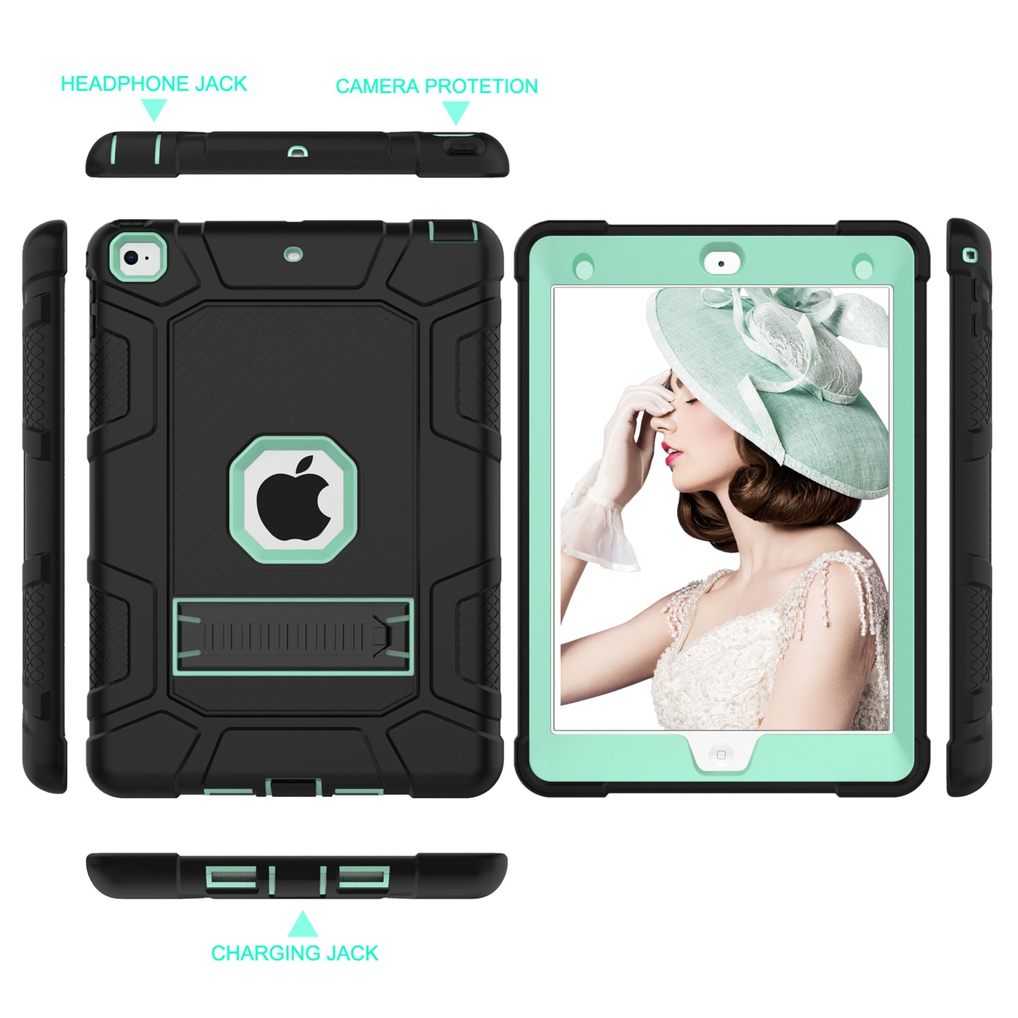 Shockproof Anti-dust Detachable 2-in-1 Protective TPU + PC Kickstand Tablet Cover for for iPad 9.7-inch (2017) (2018)