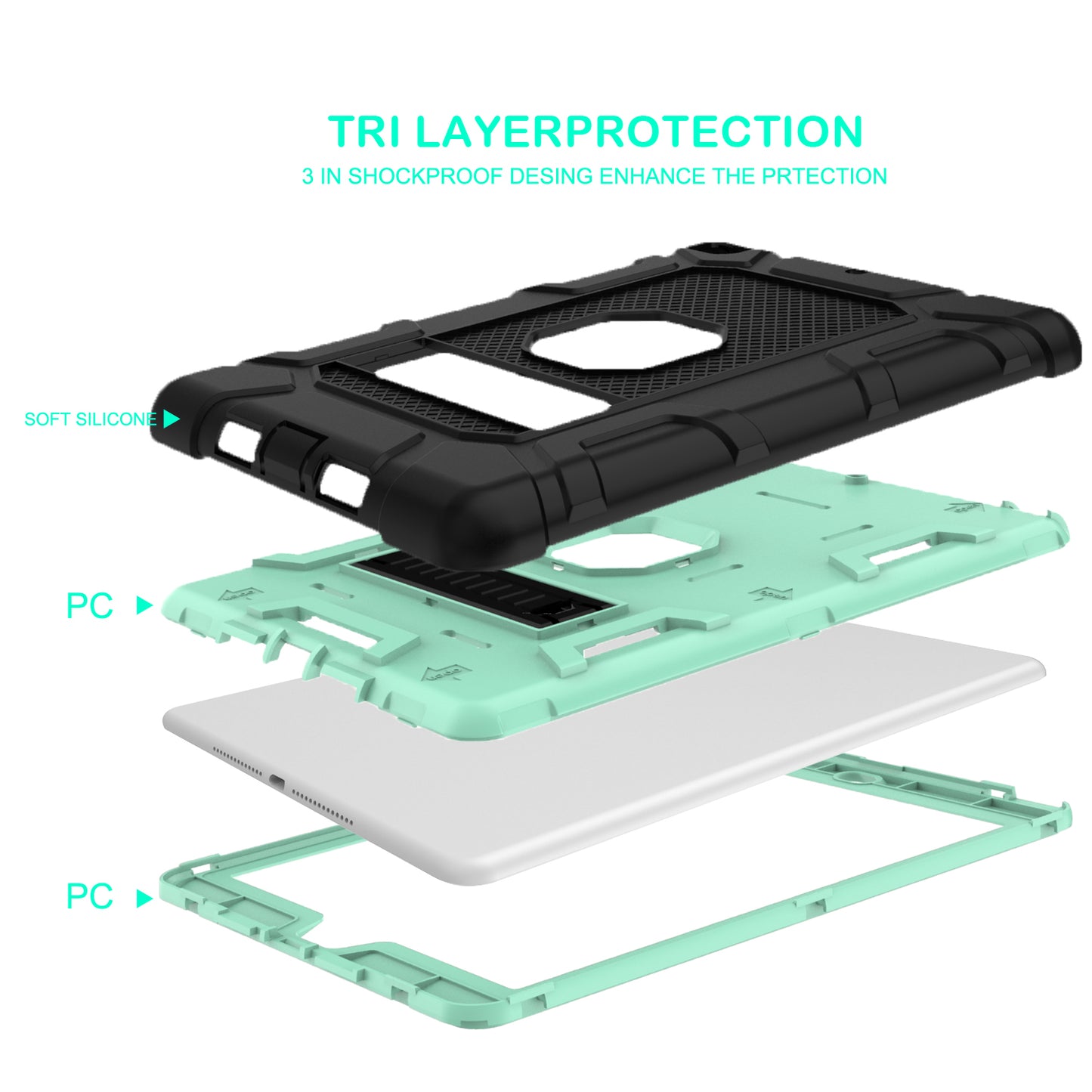 Shockproof Anti-dust Detachable 2-in-1 Protective TPU + PC Kickstand Tablet Cover for for iPad 9.7-inch (2017) (2018)