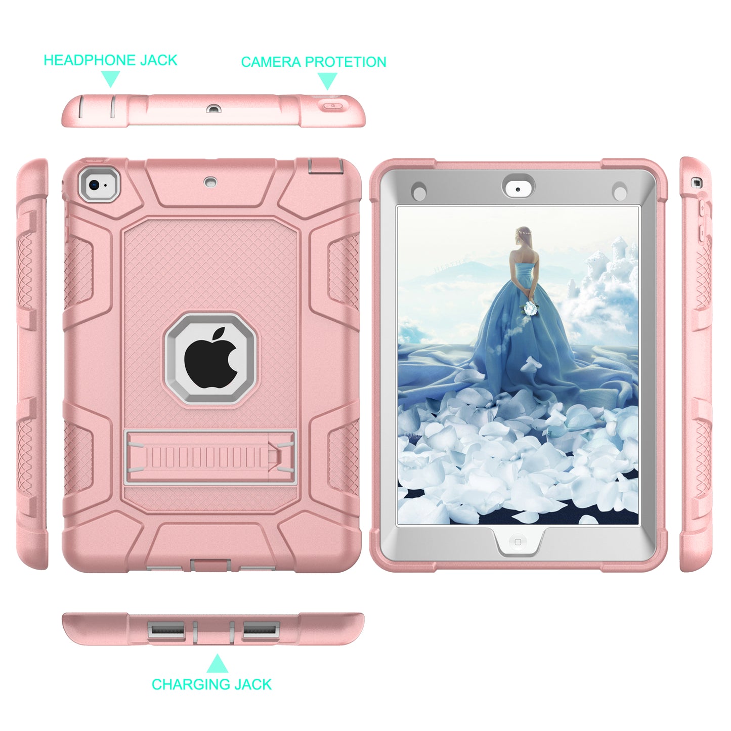 Shockproof Anti-dust Detachable 2-in-1 Protective TPU + PC Kickstand Tablet Cover for for iPad 9.7-inch (2017) (2018)