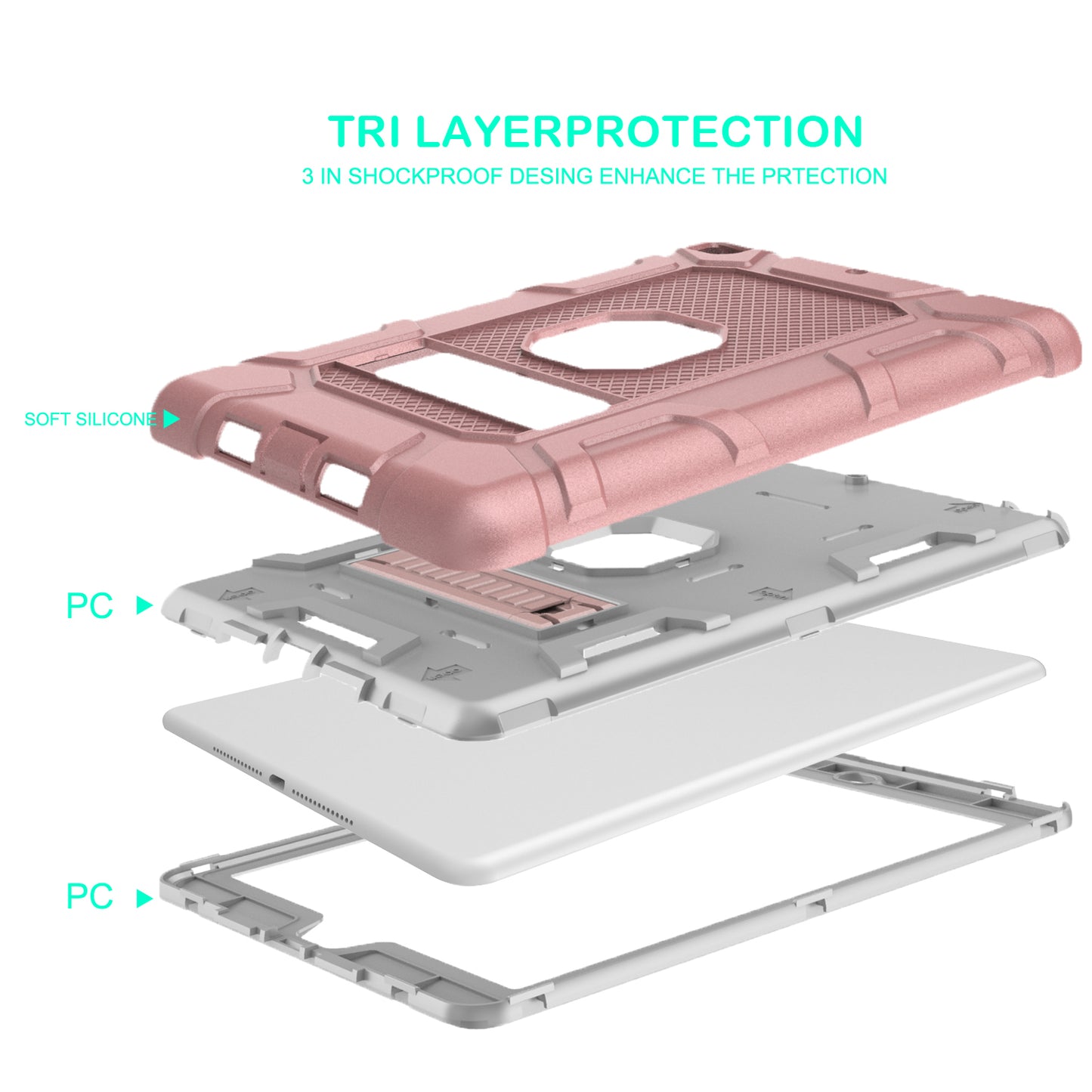 Shockproof Anti-dust Detachable 2-in-1 Protective TPU + PC Kickstand Tablet Cover for for iPad 9.7-inch (2017) (2018)