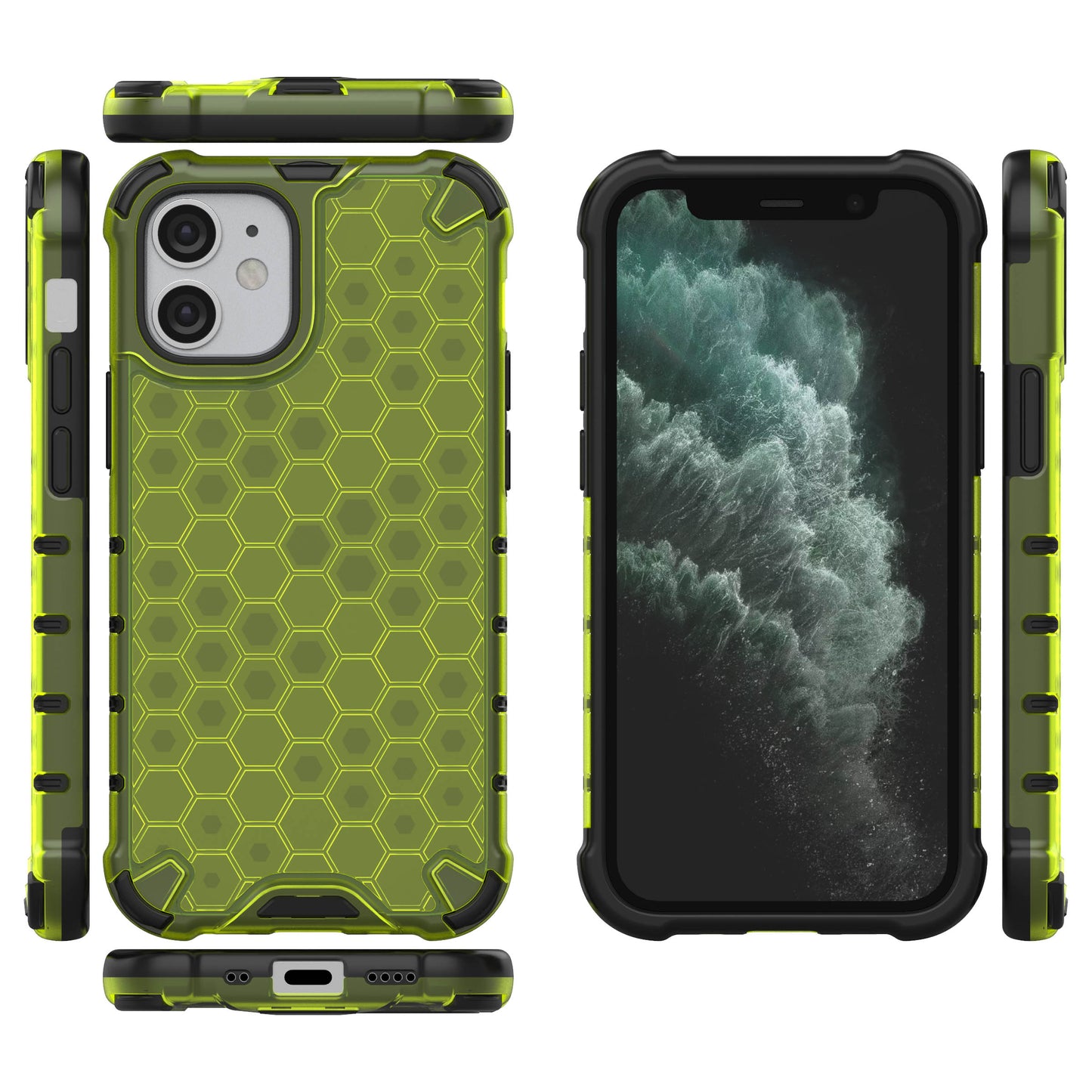 Honeycomb Pattern Shock-proof TPU + PC Hybrid Case Shell for iPhone 12 mini 5.4 inch