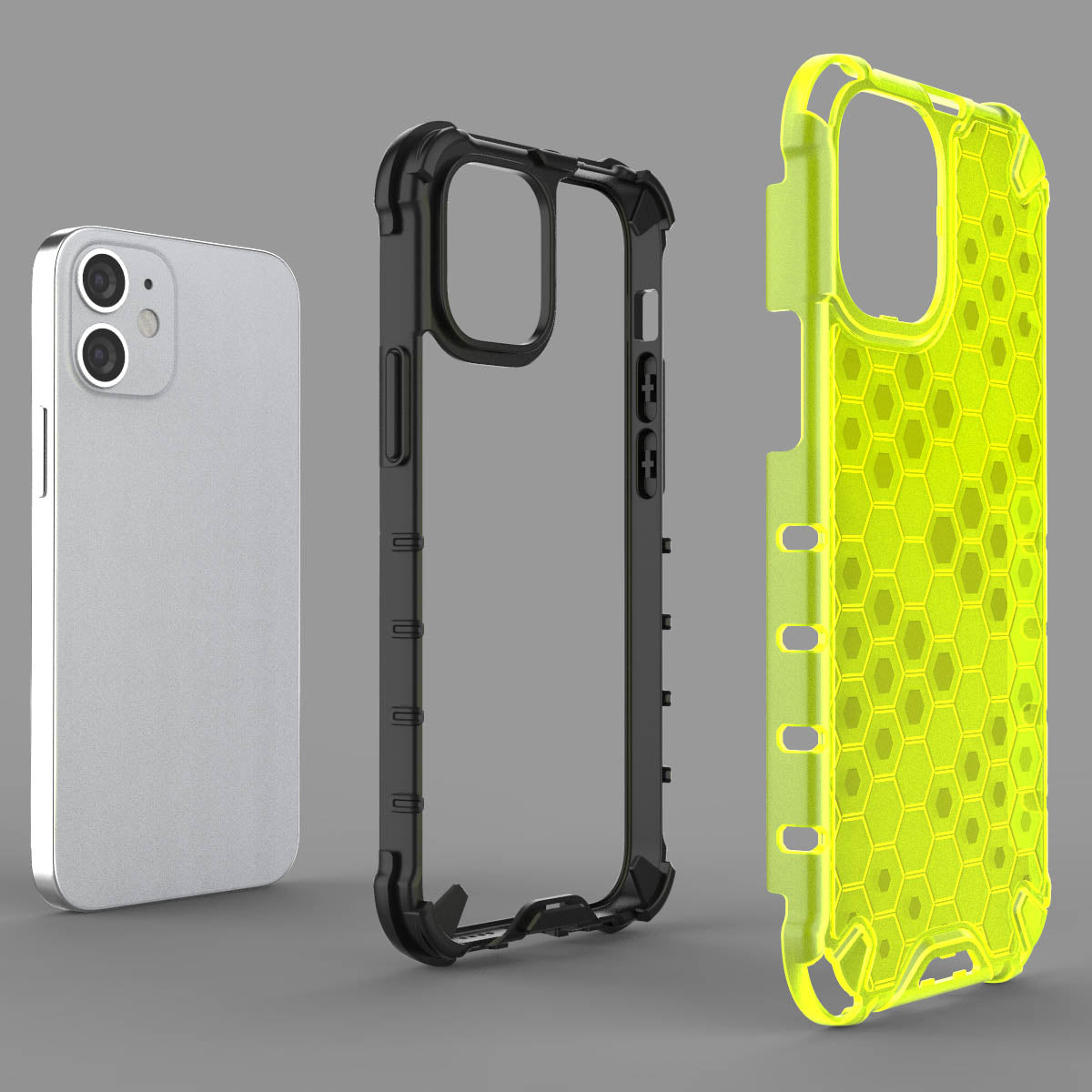 Honeycomb Pattern Shock-proof TPU + PC Hybrid Case Shell for iPhone 12 mini 5.4 inch