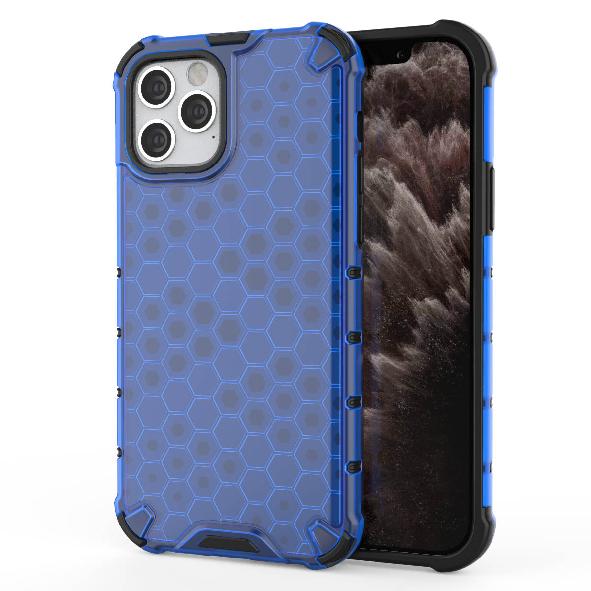 Honeycomb Pattern Shock-proof TPU + PC Hybrid Case for iPhone 12 Pro/12