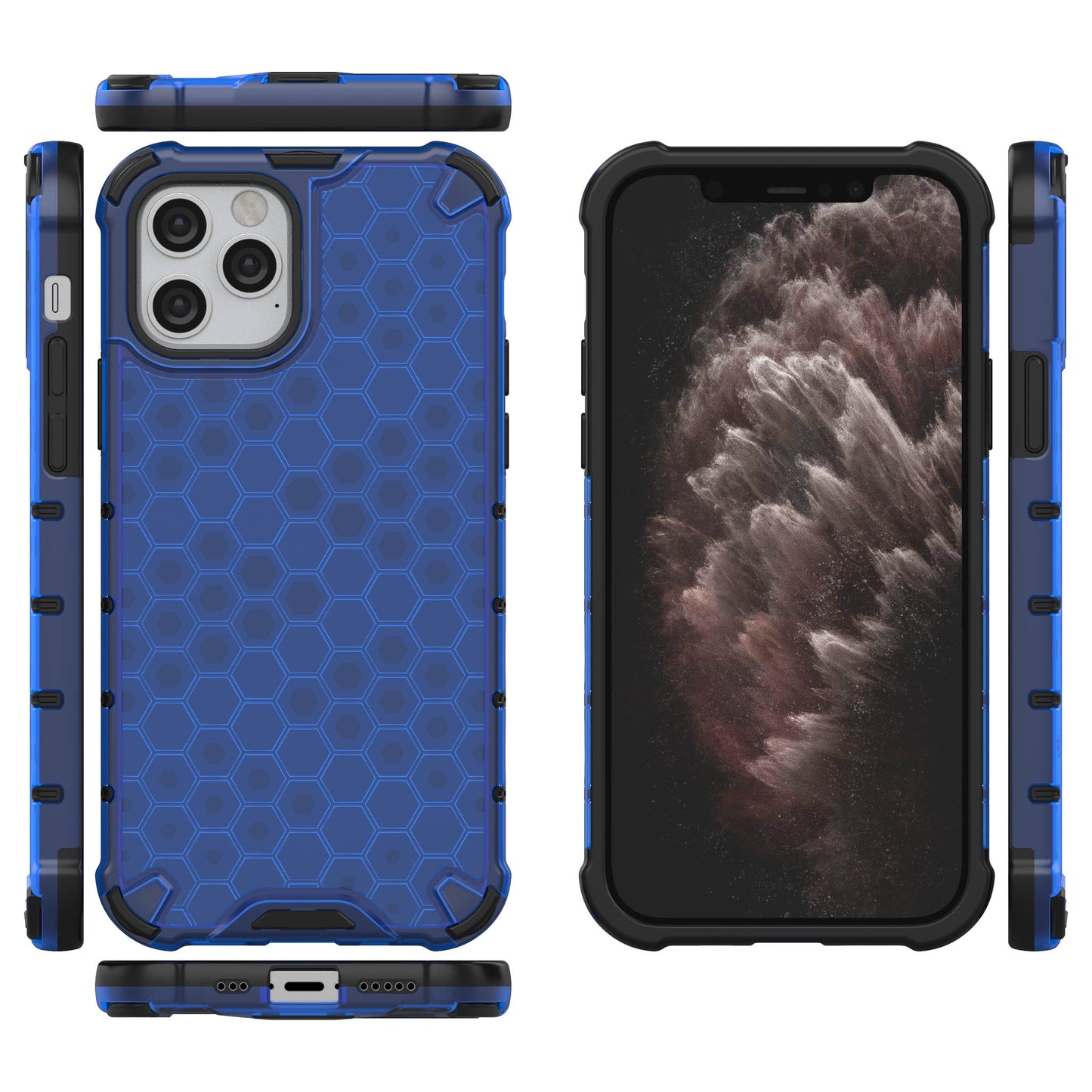 Honeycomb Pattern Shock-proof TPU + PC Hybrid Case for iPhone 12 Pro/12