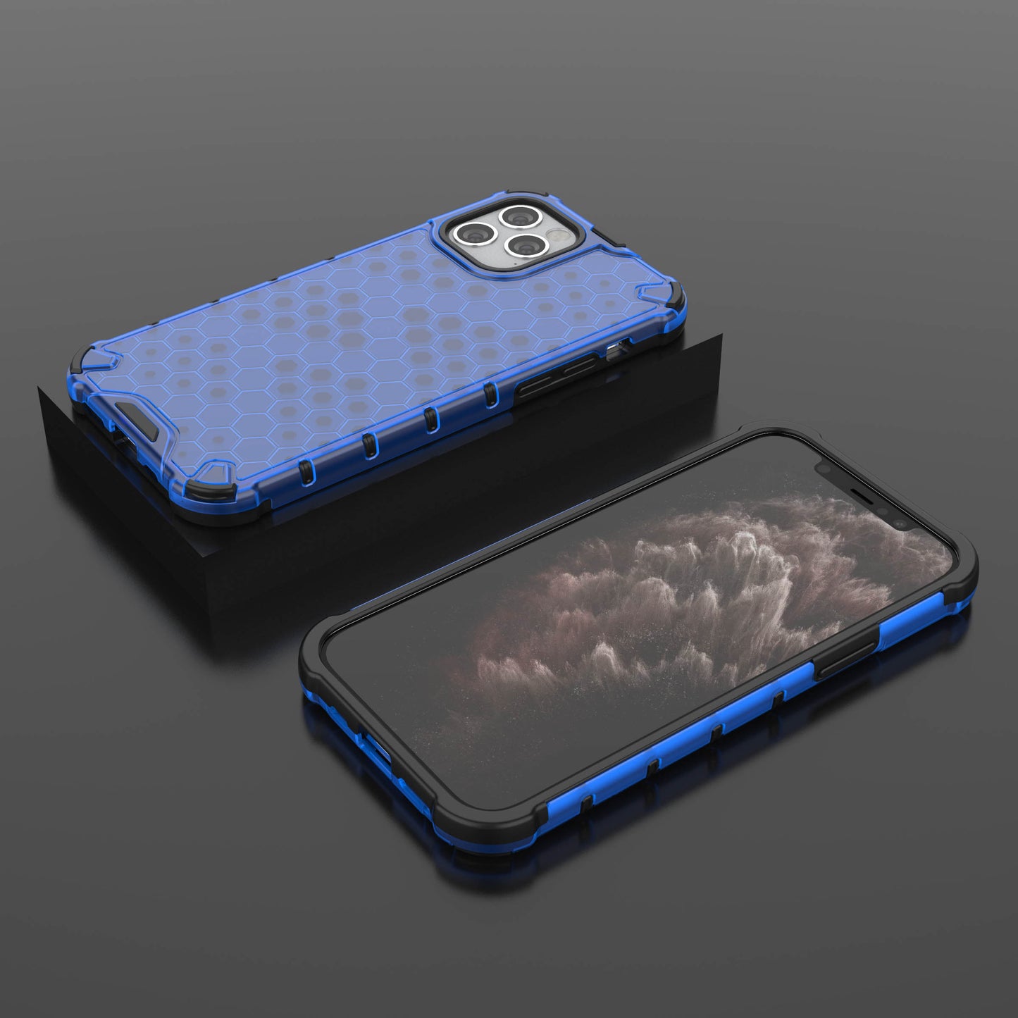 Honeycomb Pattern Shock-proof TPU + PC Hybrid Case for iPhone 12 Pro/12
