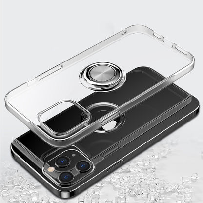 For iPhone 12 Pro Max 6.7 inch Phone Case with 360-degree Rotating Finger Ring Metal Sheet Kickstand TPU Phone Cover