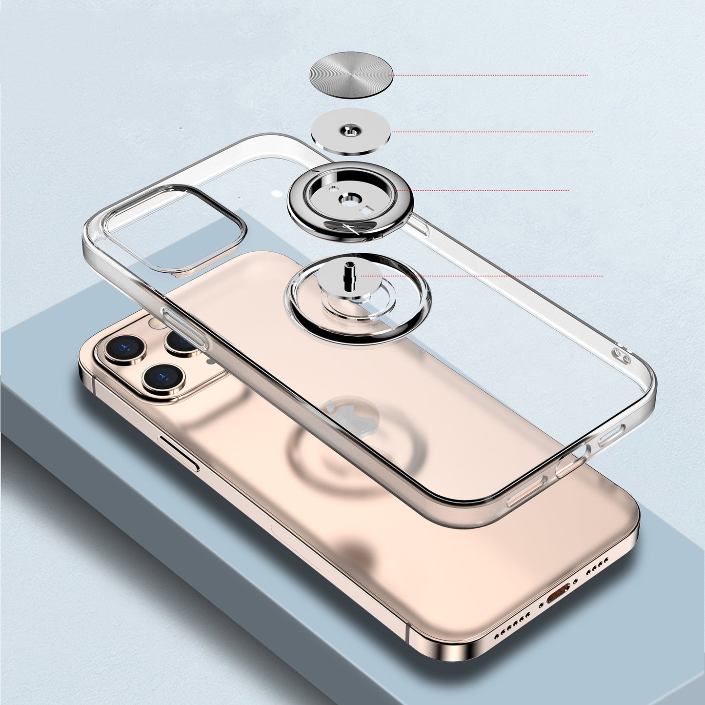 Rotating Finger Ring Kickstand TPU Phone Cover with Metal Sheet for iPhone 12 mini