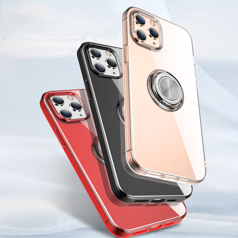 Rotating Finger Ring Kickstand TPU Phone Cover with Metal Sheet for iPhone 12 mini