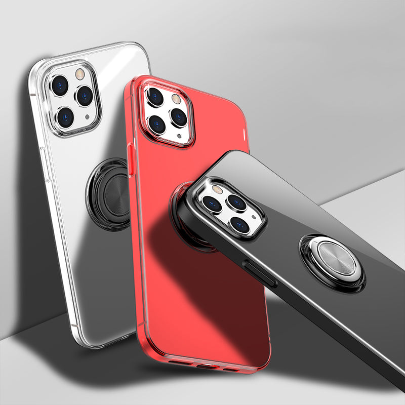 Rotating Finger Ring Kickstand TPU Phone Cover with Metal Sheet for iPhone 12 mini