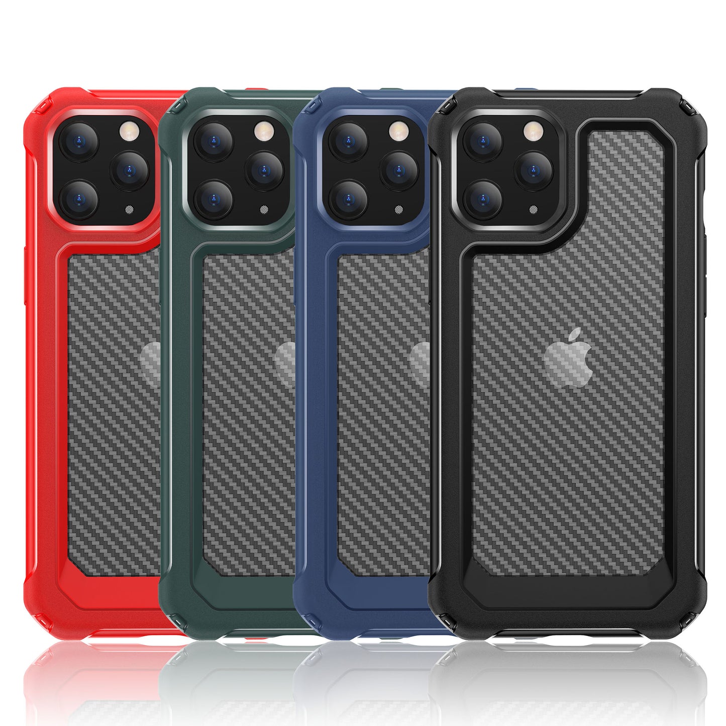 Carbon Fiber Texture PC + TPU Hybrid Case Protective Cover for iPhone 12/Pro 6.1 inch
