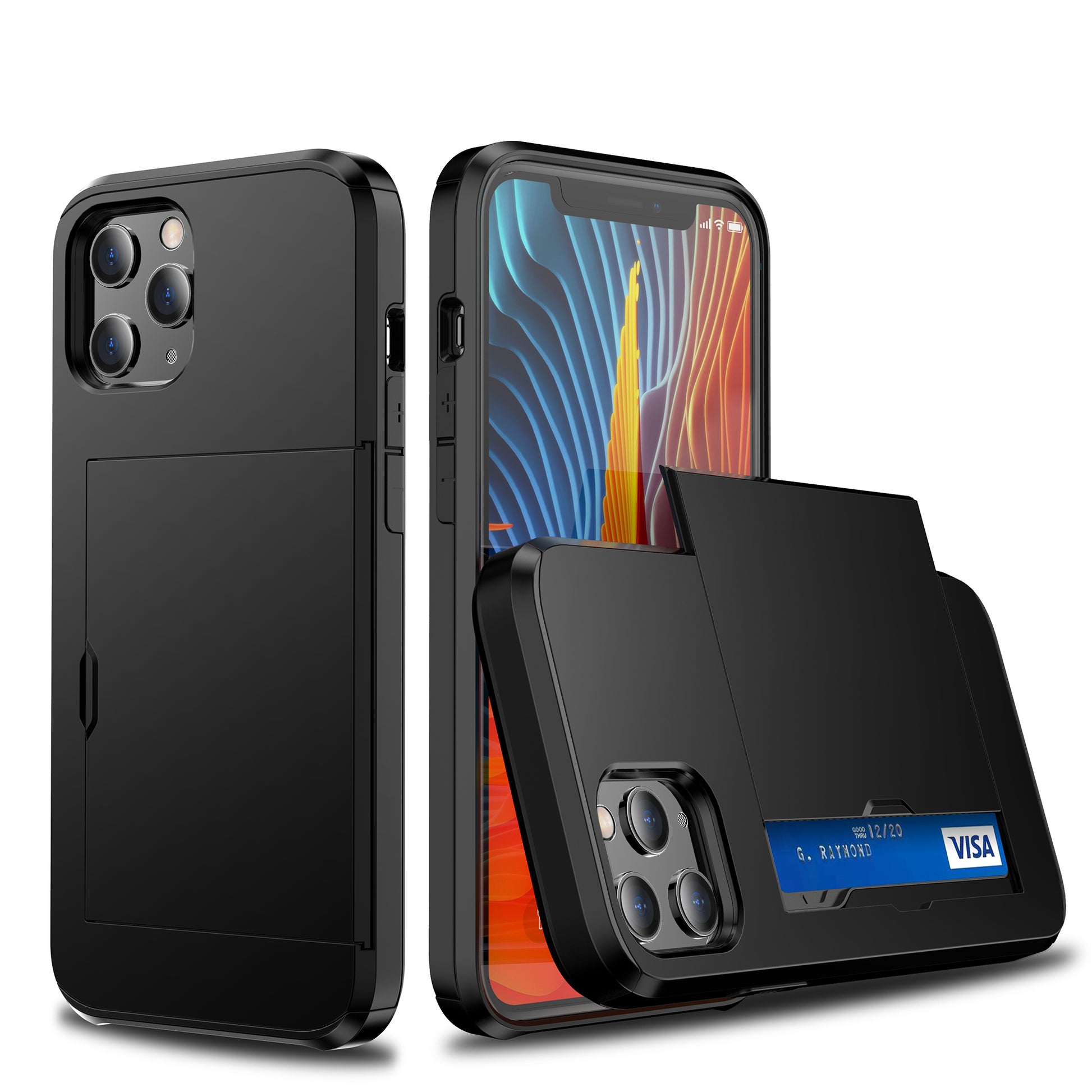 Slide Card Slot Plastic + TPU Hybrid Cover for iPhone 12 Pro Max 6.7 inch