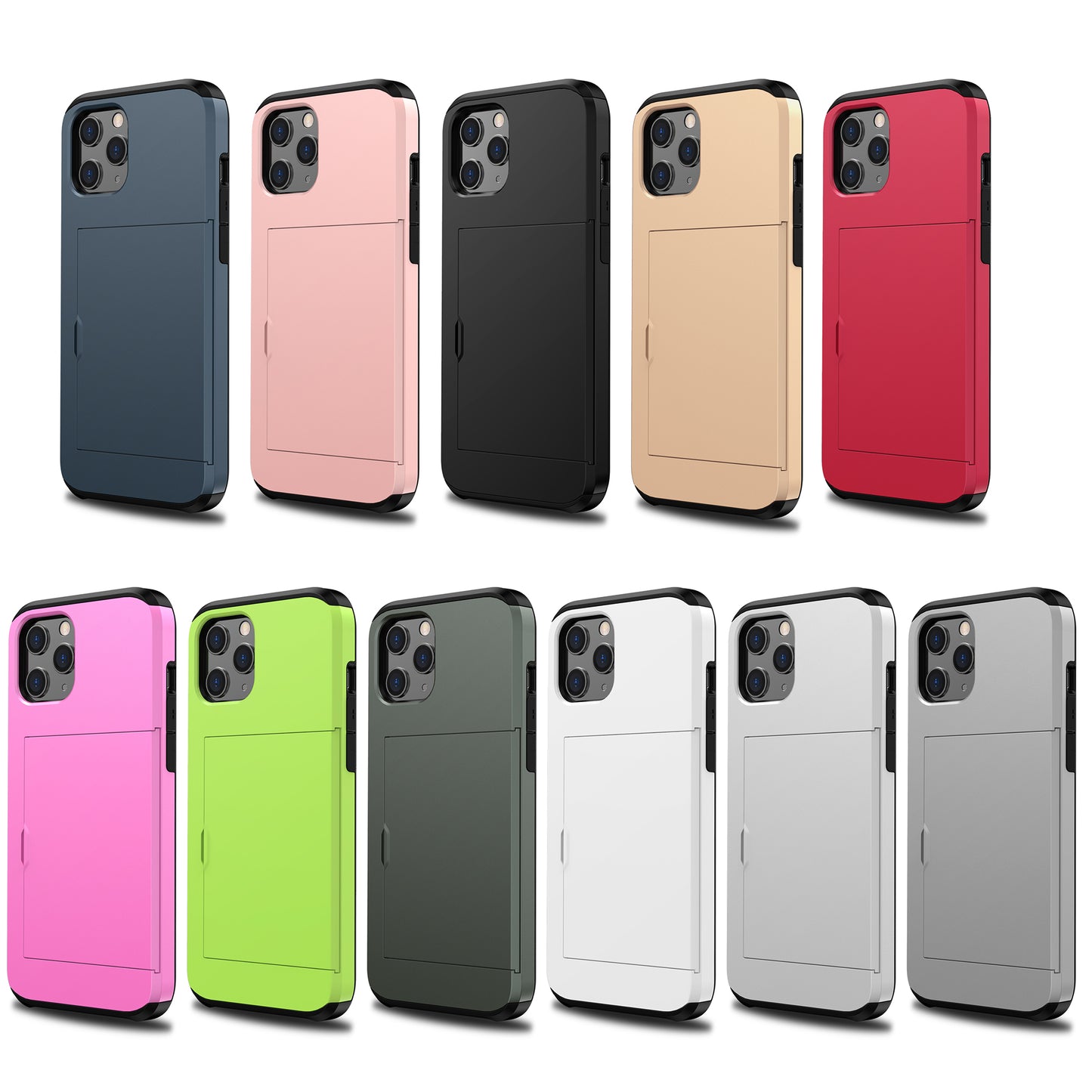 Slide Card Slot Plastic + TPU Hybrid Cover for iPhone 12 Pro Max 6.7 inch