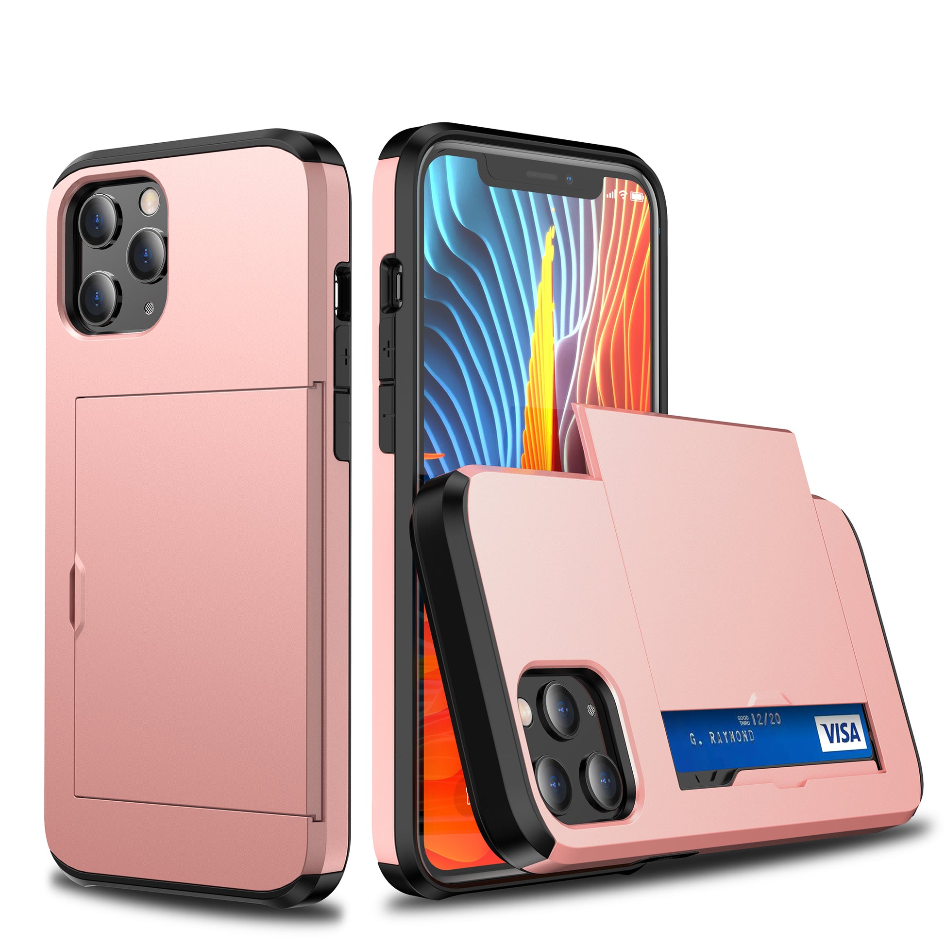Slide Card Slot Plastic + TPU Hybrid Cover for iPhone 12 Pro Max 6.7 inch