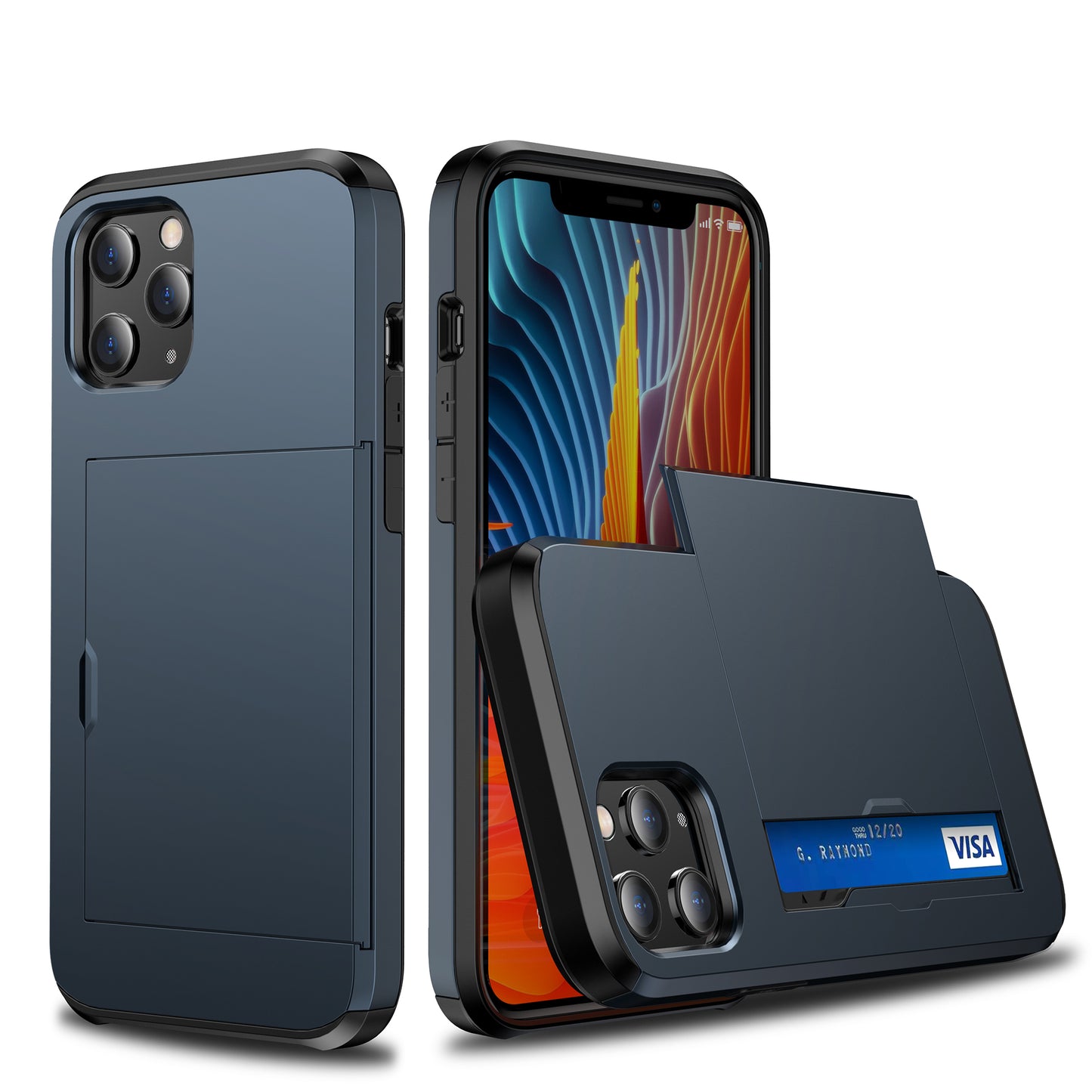 Slide Card Slot Plastic + TPU Hybrid Cover for iPhone 12 Pro Max 6.7 inch