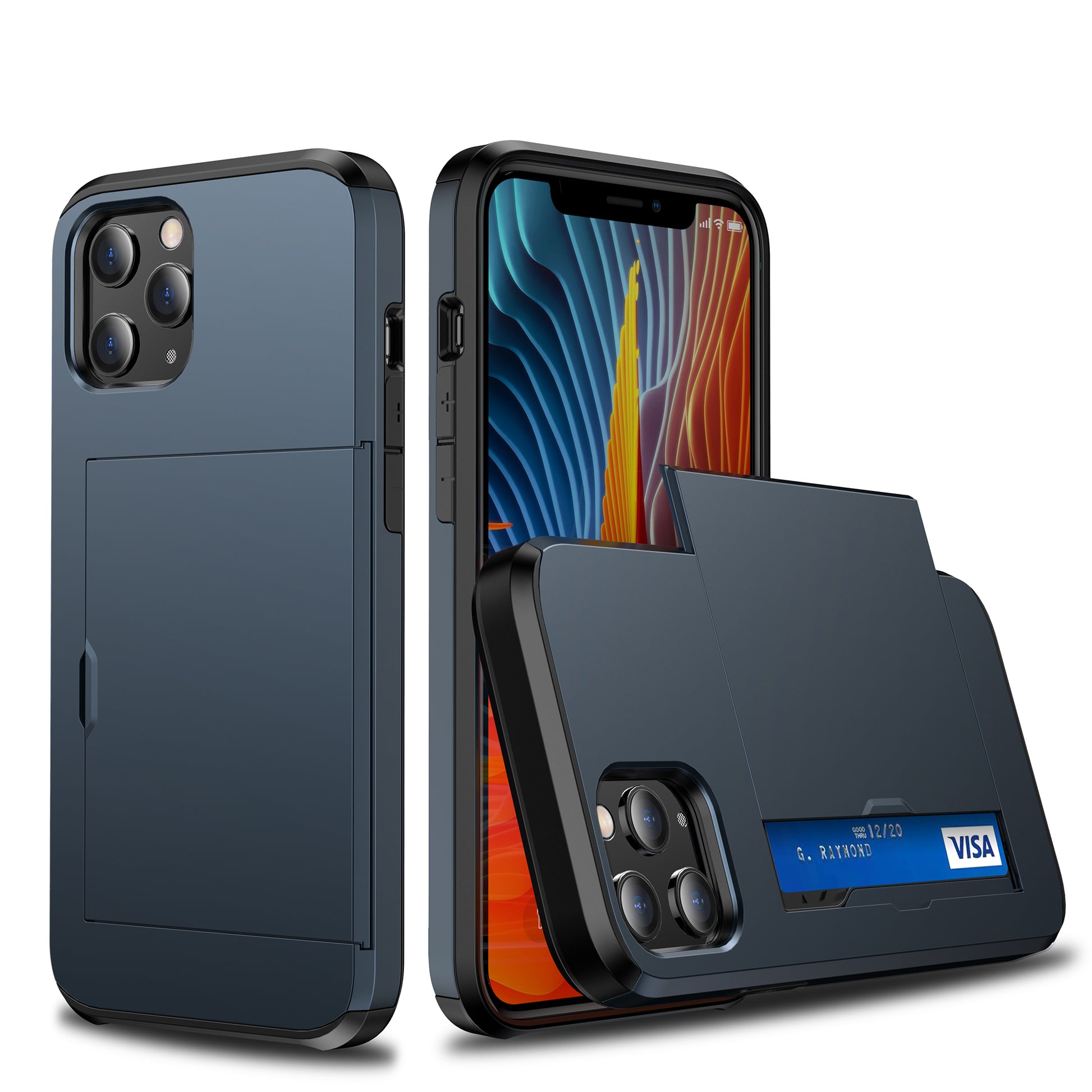 Slide Card Slot Plastic + TPU Hybrid Cover for iPhone 12 Pro Max 6.7 inch