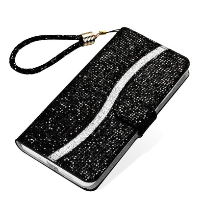 Glittery Powder Splicing Wallet Stand Leather Case for iPhone SE (2020)/SE (2022)/8/7 4.7 inch