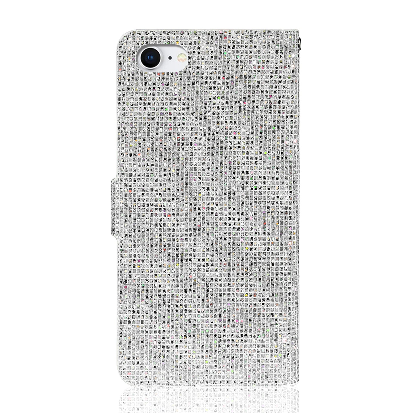 Glittery Powder Splicing Wallet Stand Leather Case for iPhone SE (2020)/SE (2022)/8/7 4.7 inch