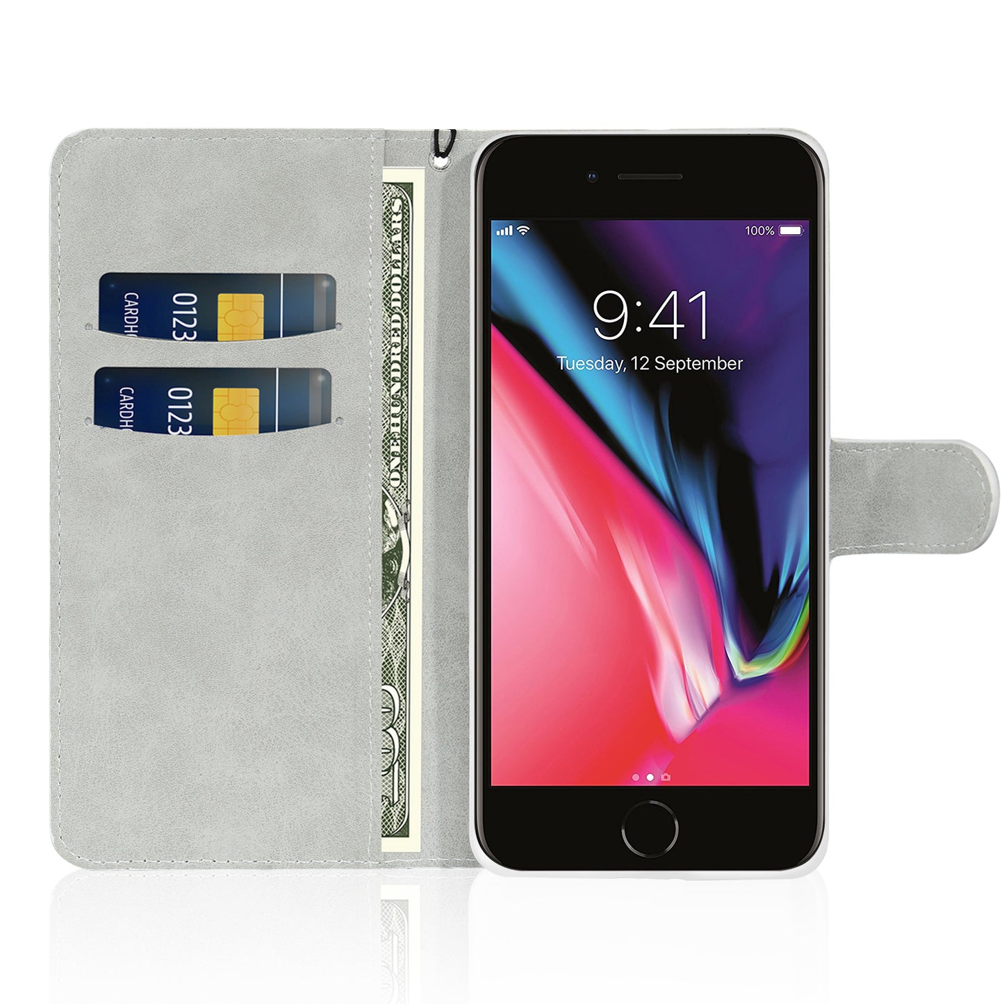 Glittery Powder Splicing Wallet Stand Leather Case for iPhone SE (2020)/SE (2022)/8/7 4.7 inch