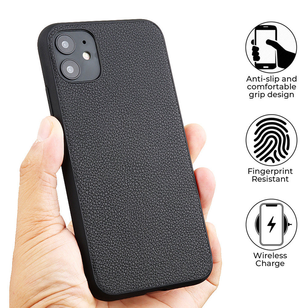Genuine Leather Coated PC + TPU Hybrid Cover for iPhone 12 Pro/12