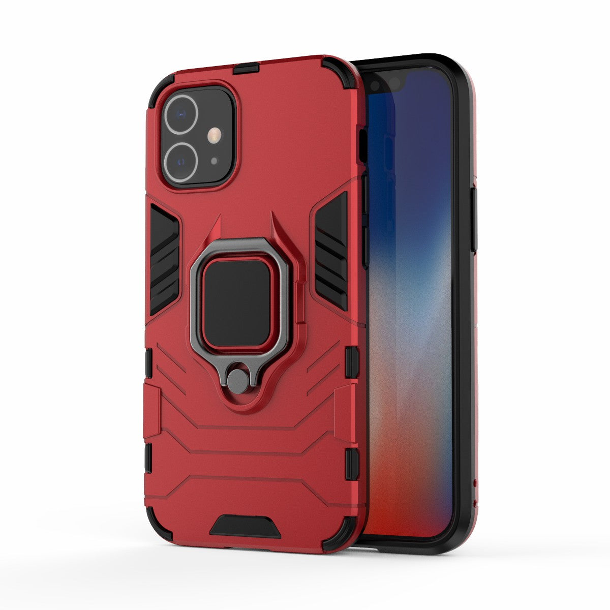 Cool Guard Finger Ring Kickstand PC + TPU Hybrid Shell for iPhone 12 mini