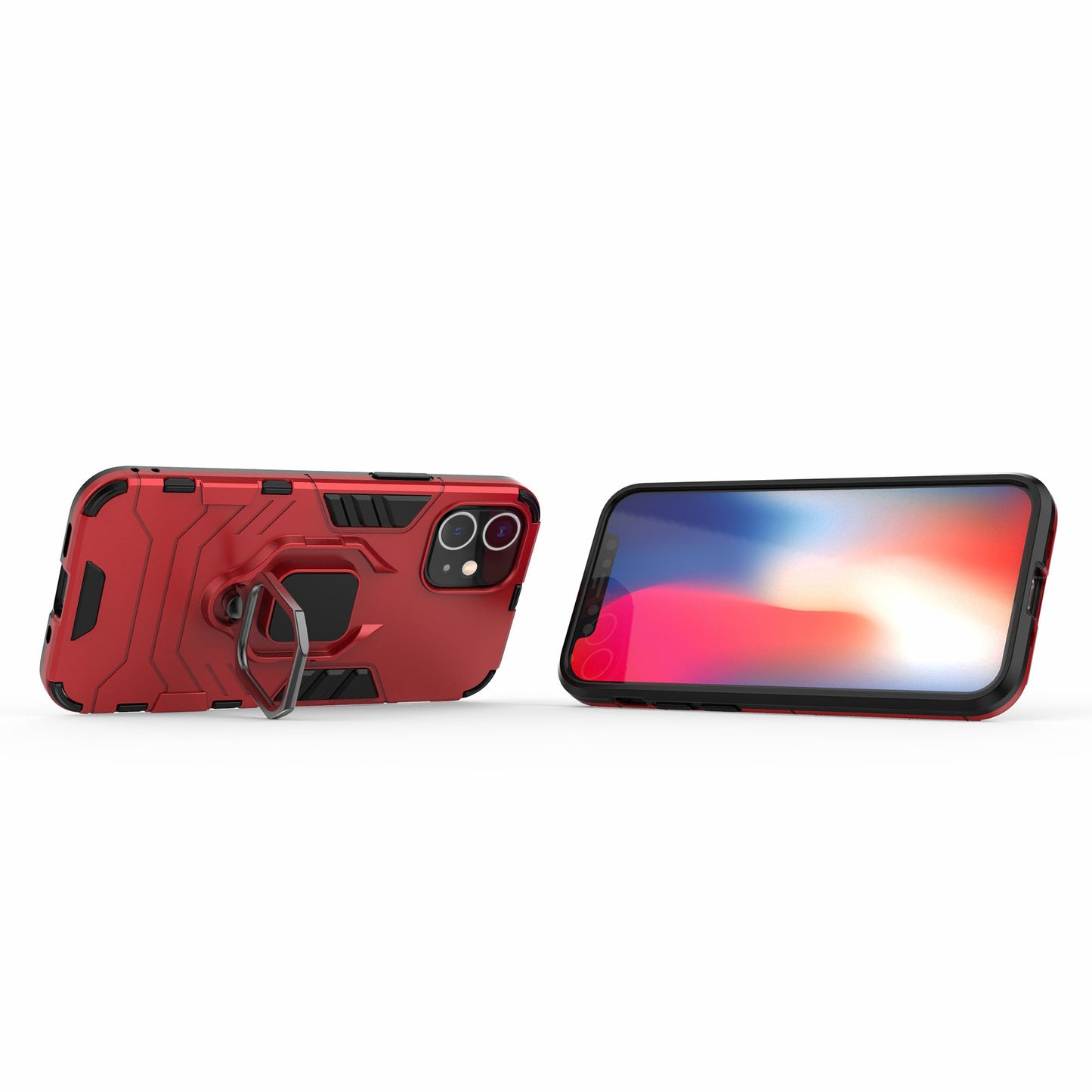 Cool Guard Finger Ring Kickstand PC + TPU Hybrid Shell for iPhone 12 mini