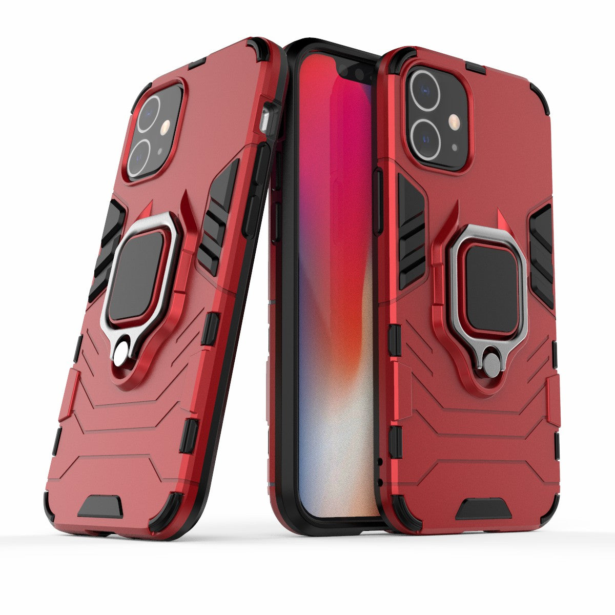 Cool Guard Finger Ring Kickstand PC + TPU Hybrid Shell for iPhone 12 mini