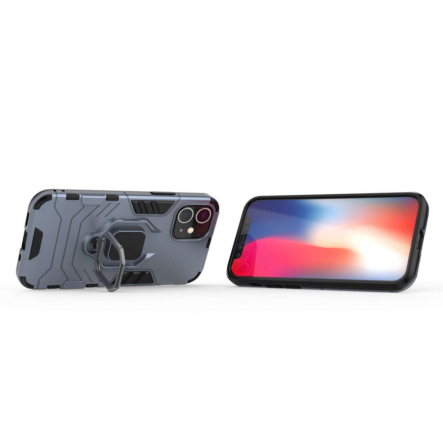 Cool Guard Finger Ring Kickstand PC + TPU Hybrid Shell for iPhone 12 mini