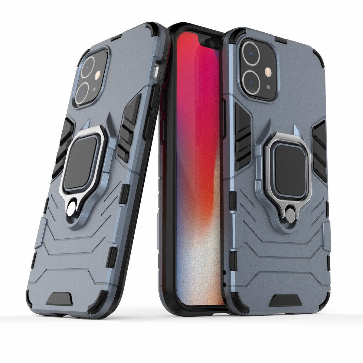 Cool Guard Finger Ring Kickstand PC + TPU Hybrid Shell for iPhone 12 mini