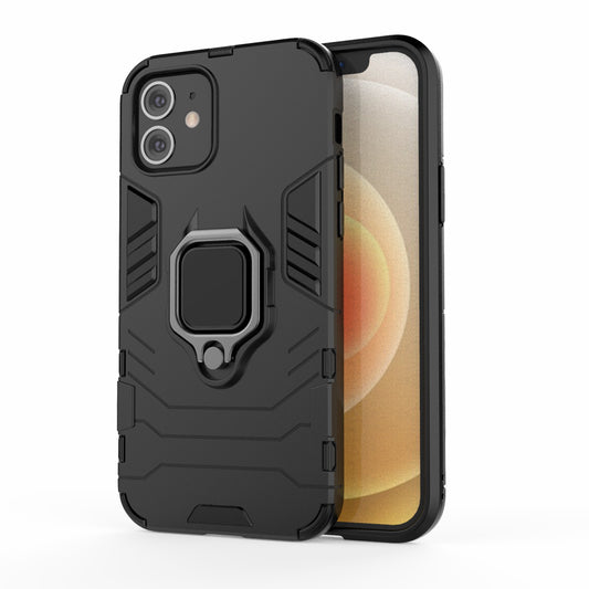 Cool Guard Finger Ring Kickstand PC + TPU Hybrid Shell for iPhone 12 Pro/12